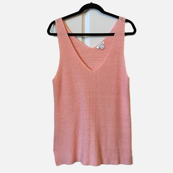 Sundance Baylee Sweater Lightweight V-Neck Ribbed Sleeveless Coral Color Medium - Picture 2 of 8